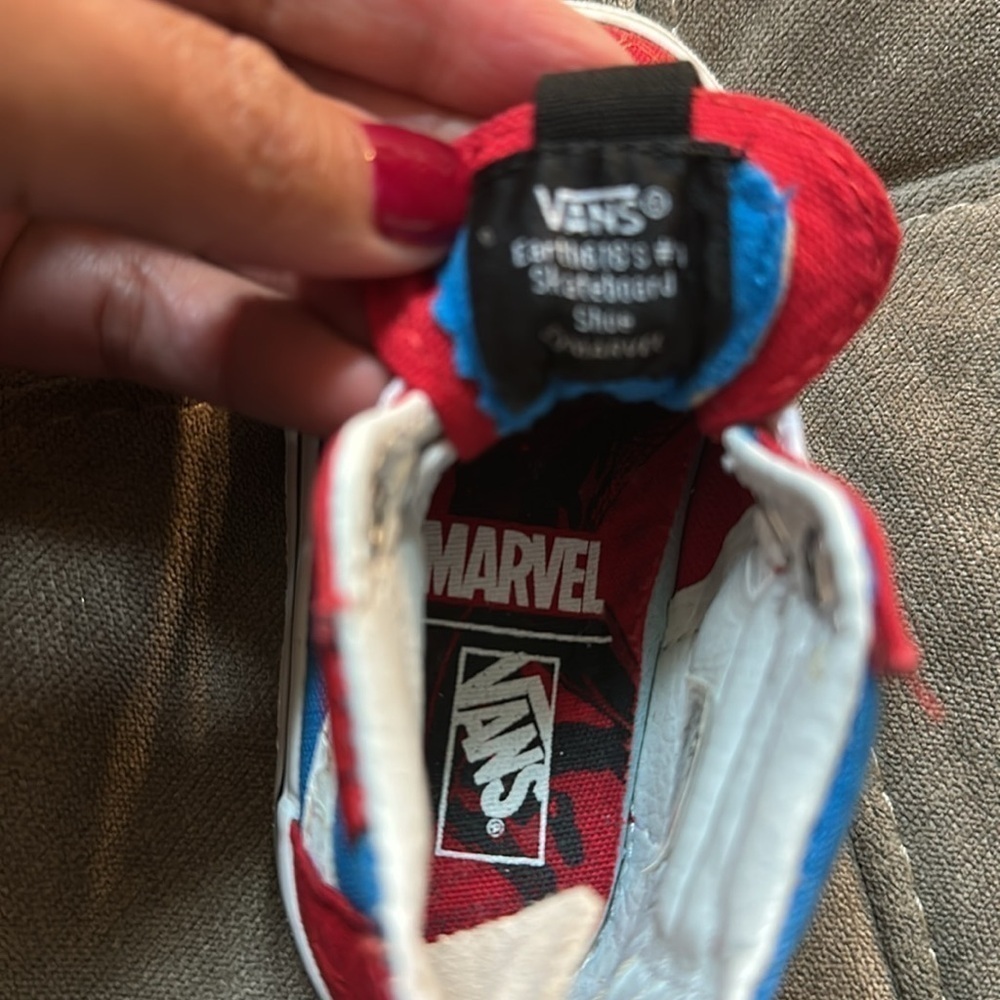 Vans Red High-Top Sneakers with Whimsical Design - Picture 9 of 10